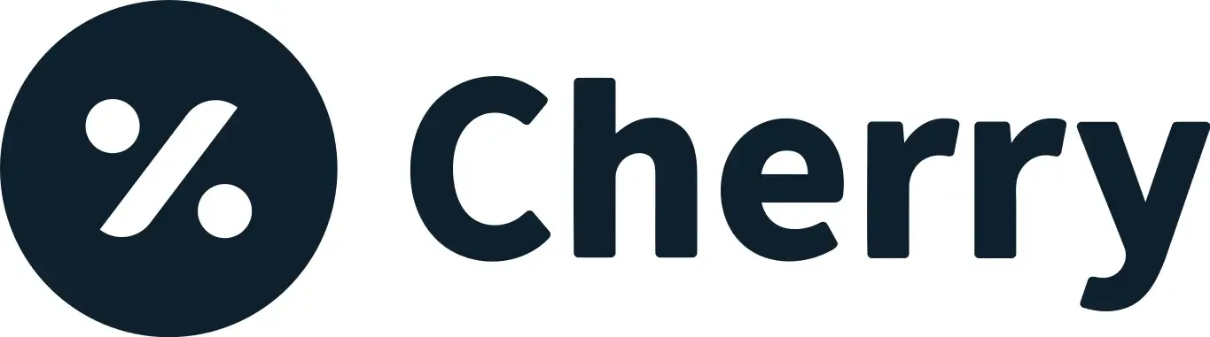 Cherry logo with percentage symbol.