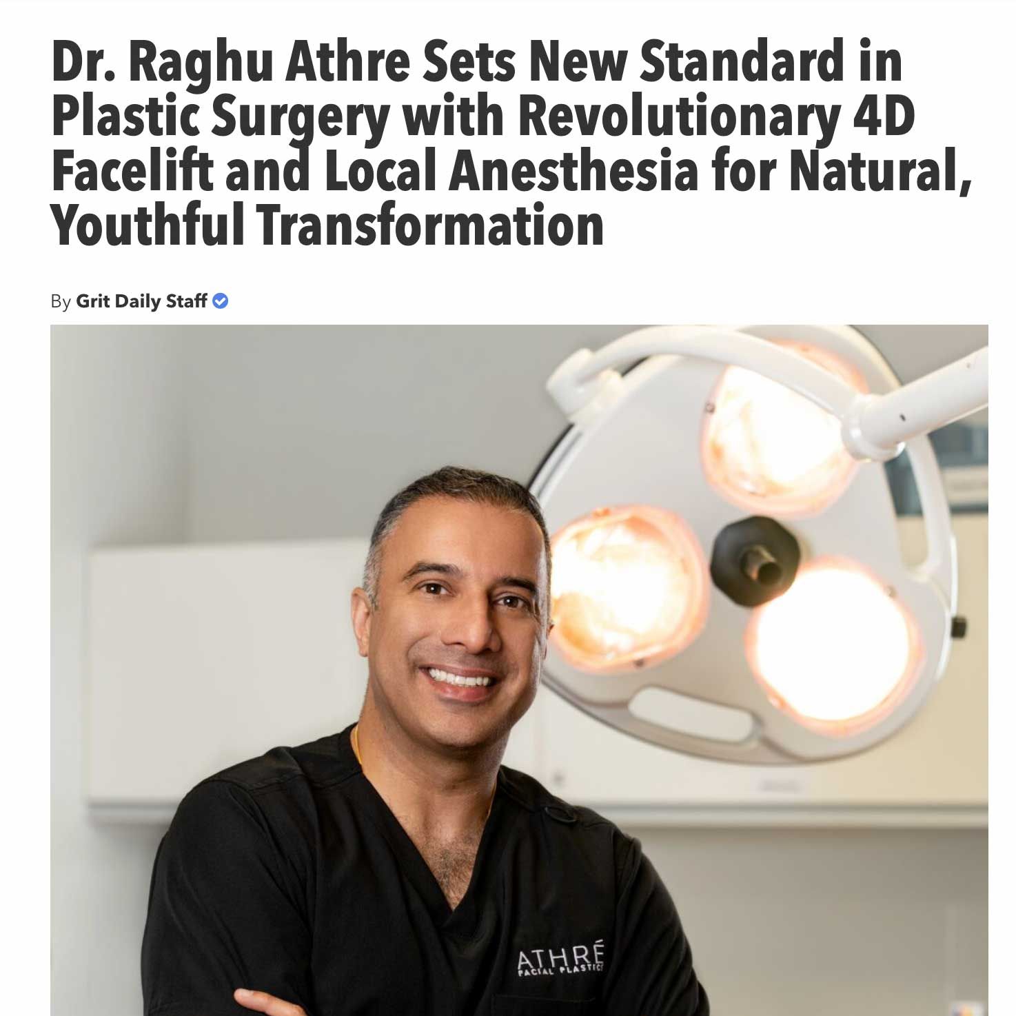 Doctor with surgical lights in a clinic setting.