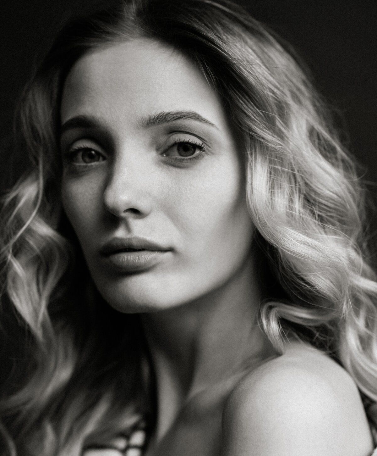 Black and white portrait of a woman.