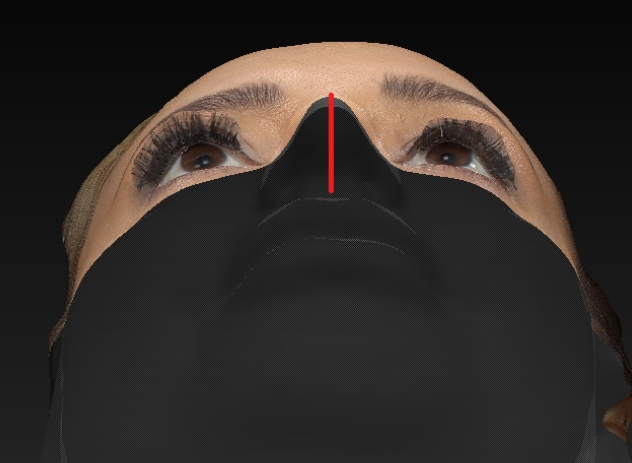 3D model of a woman's face looking up.