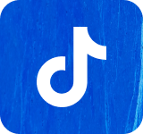 TikTok logo on a blue background.